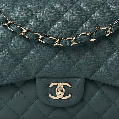 Chanel Caviar Quilted Jumbo Double Flap Dark Turquoise 8 of 10