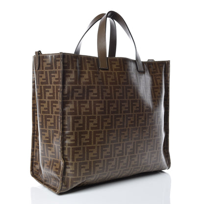 Fendi X FILA Glazed Fabric FF 1974 Mania Shopping Tote Bag Mogano Panna Blueberry 3 of 20