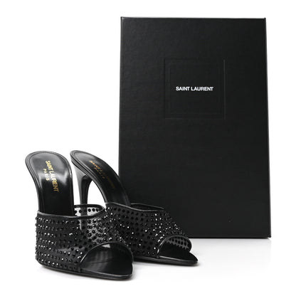 Saint Laurent Tulle Strass Gippy 110 Mule Sandals 38 Black 9 of 9