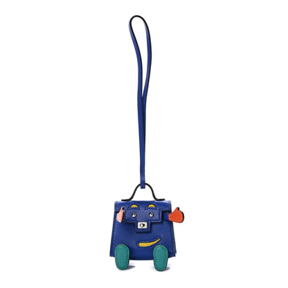 Hermes Tadelakt Chevre Mysore Kelly Quelle Idole Bag Charm Bleu Electrique Feu Jaune De Naples Vert Verone 1 of 6