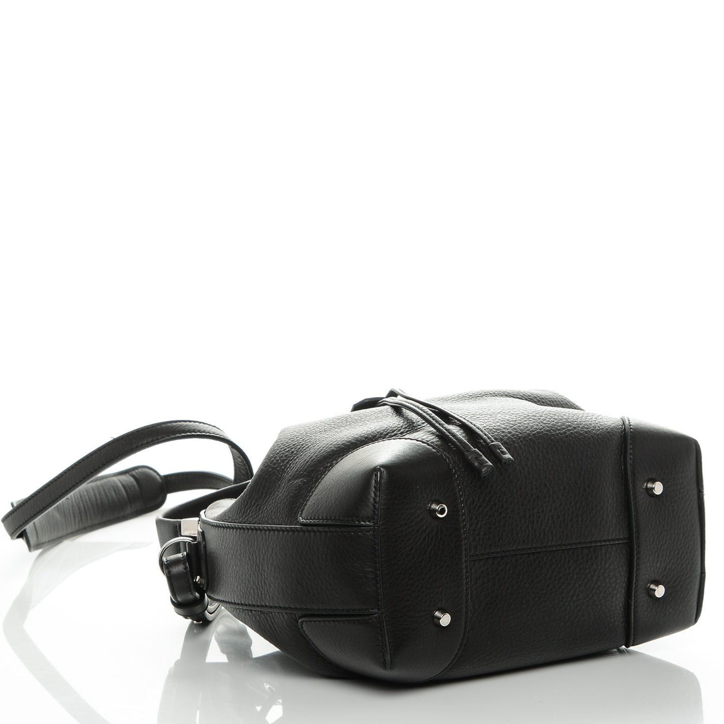 Calfskin Small Lucrezia Drawstring Bucket Bag Black