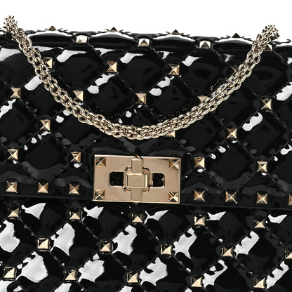 Valentino Garavani Patent Medium Rockstud Spike Shoulder Bag Black 7 of 10