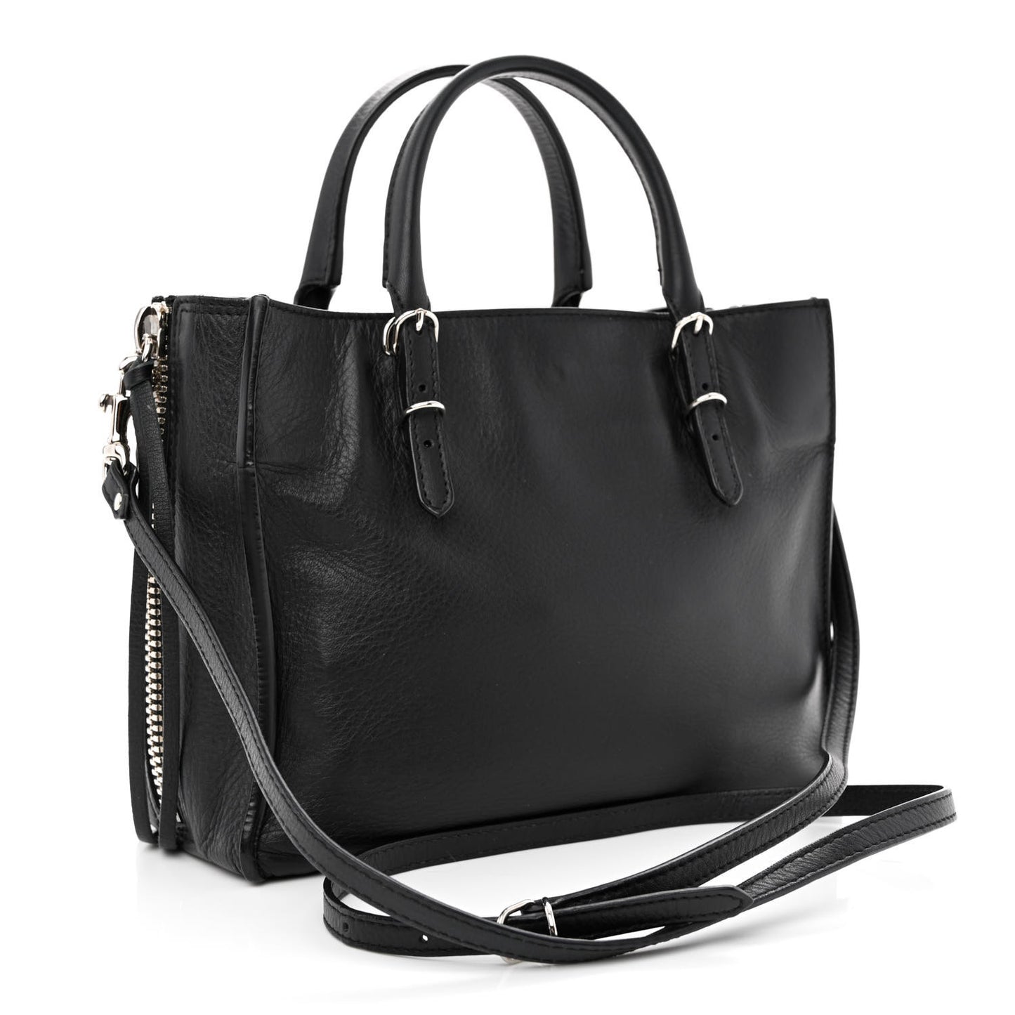 Calfskin Papier Mini A4 Zip Around Tote Black