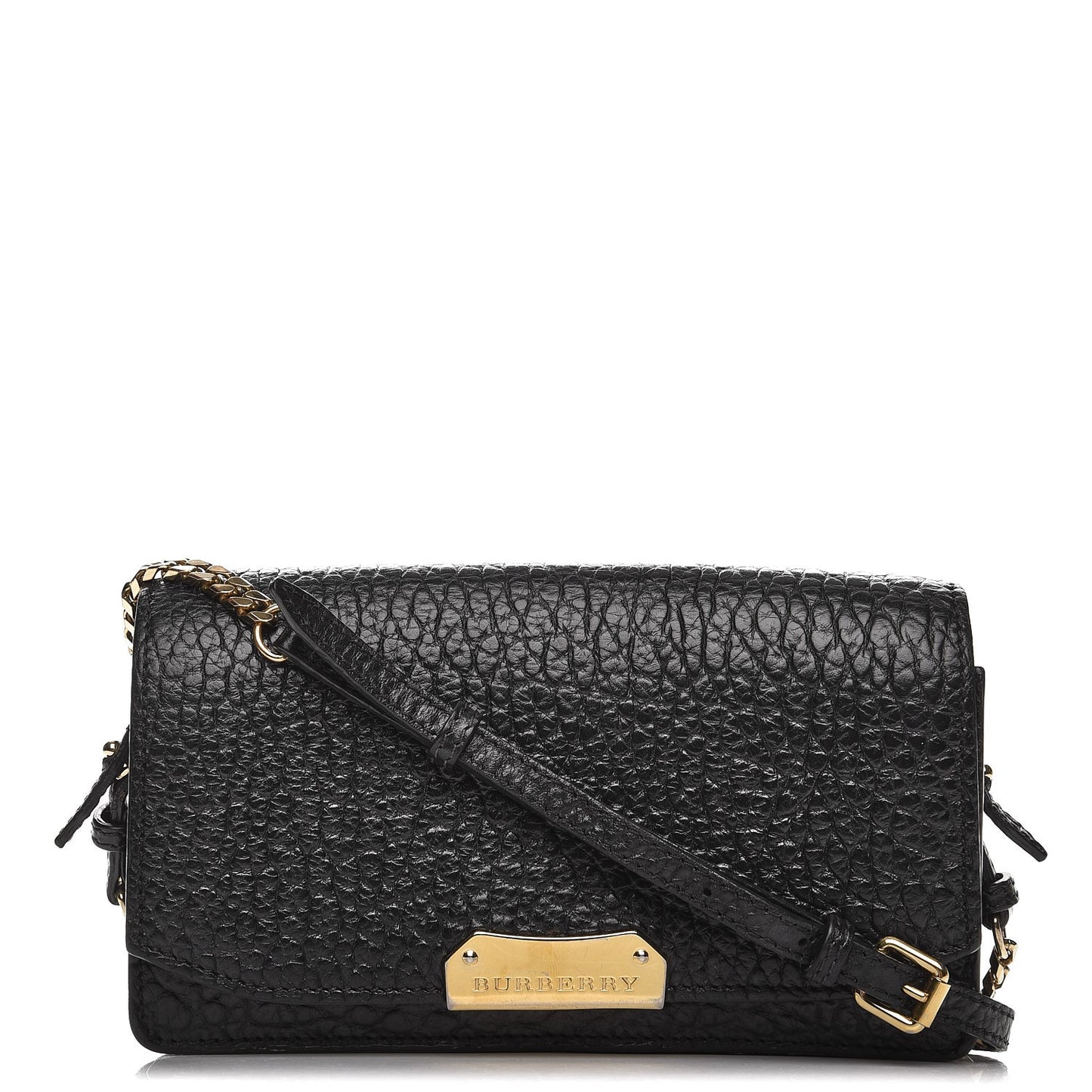 Signature Grain Small Madison Chain Clutch Black