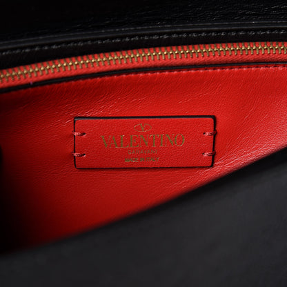 Valentino Garavani Smooth Calfskin Medium Vring Shoulder Bag Rouge Pur Cerise Black 8 of 8