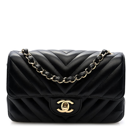 Chanel Lambskin Chevron Quilted Mini Rectangular Flap Black 1 of 11