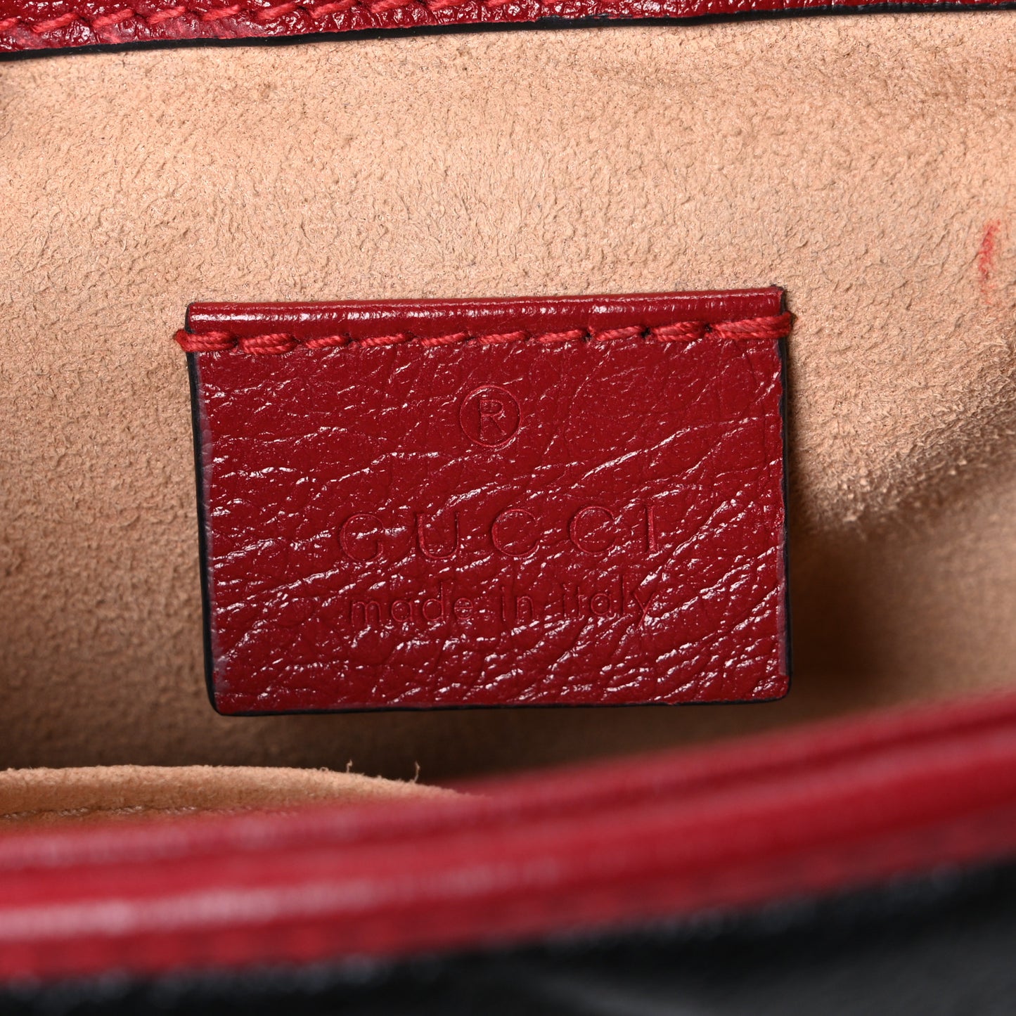 Vintage Effect Calfskin Matelasse Diagonal Mini Torchon GG Marmont Top Handle Shoulder Bag Black Romantic Cherry