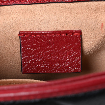 Gucci Vintage Effect Calfskin Matelasse Diagonal Mini Torchon GG Marmont Top Handle Shoulder Bag Black Romantic Cherry 6 of 10