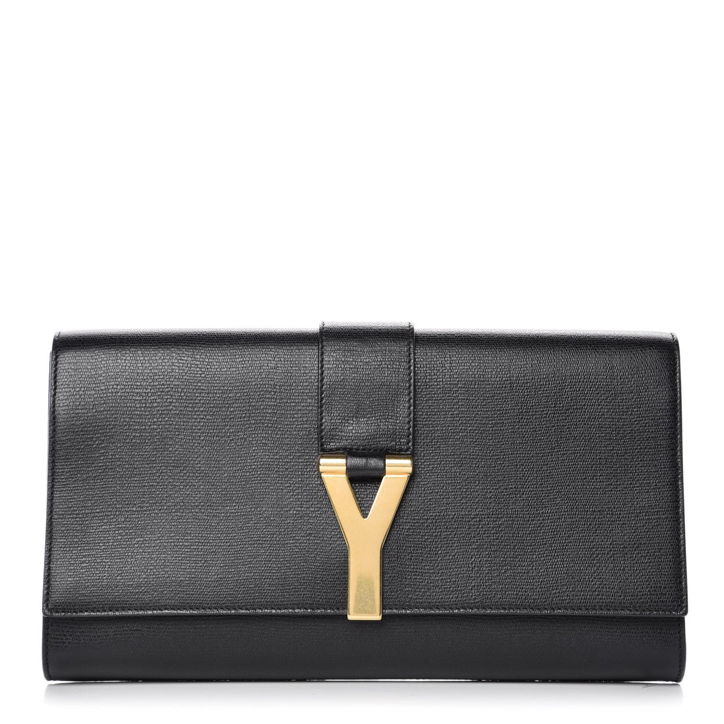 Textured Calfskin Classic Y Ligne Clutch Black