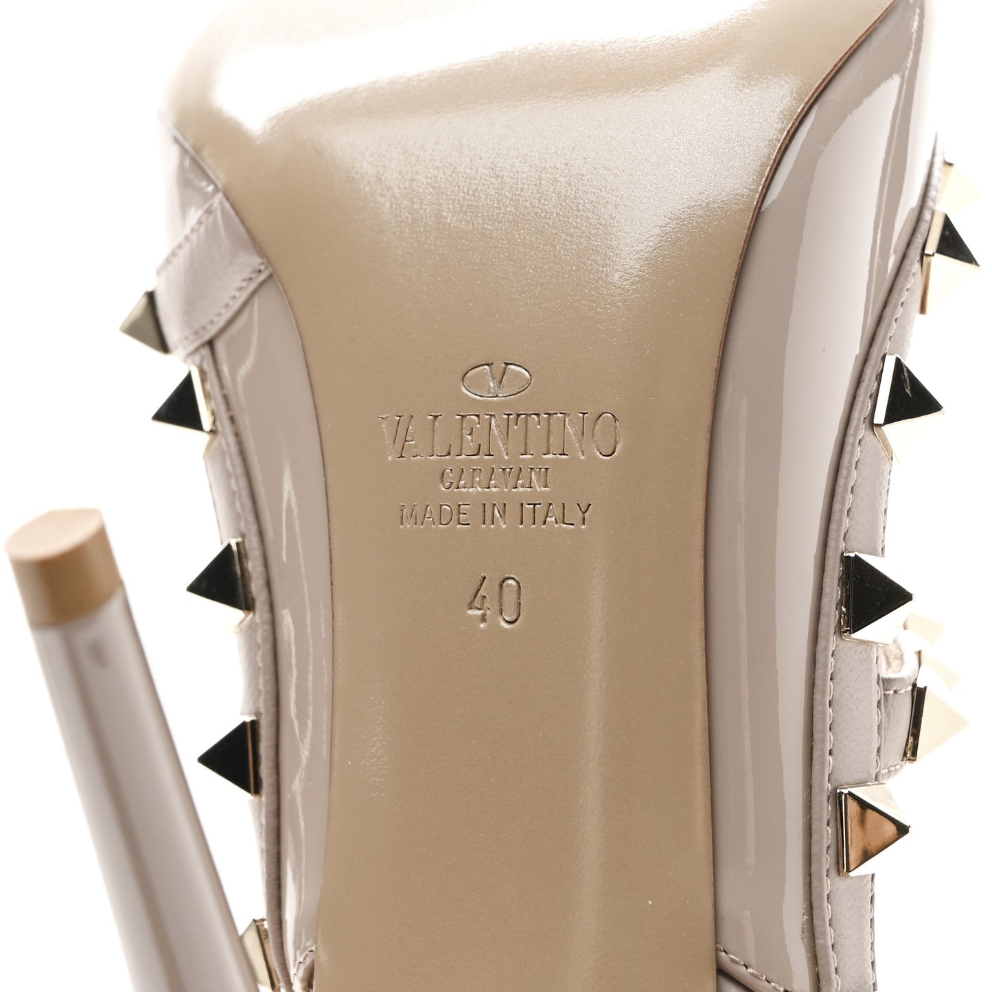Patent Nappa Rockstud Ankle Strap 100mm Pumps 40 Poudre