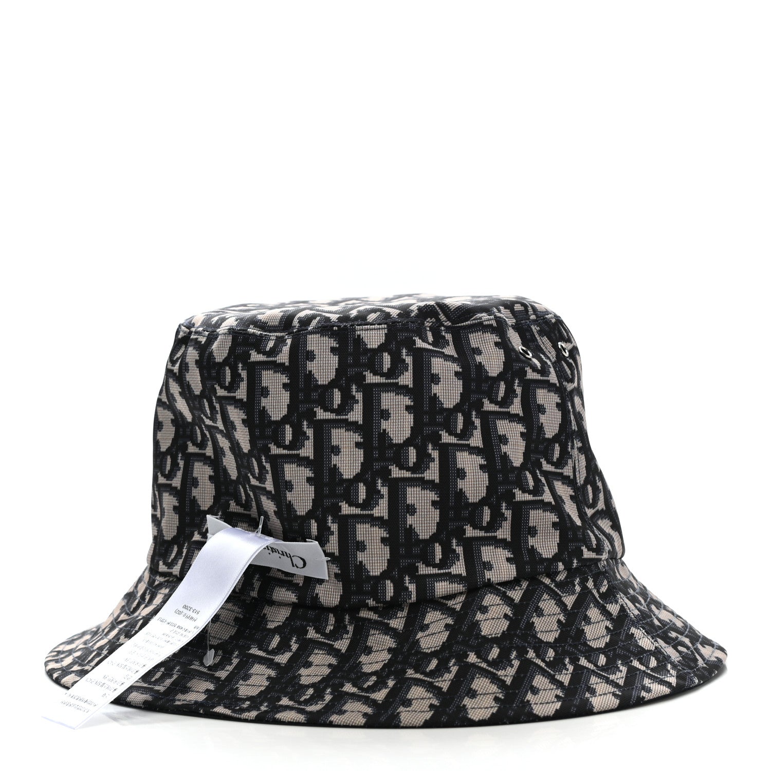 Christian Dior Polyester Cotton Oblique Teddy-D Brim Bucket Hat 57 Black 4 of 11