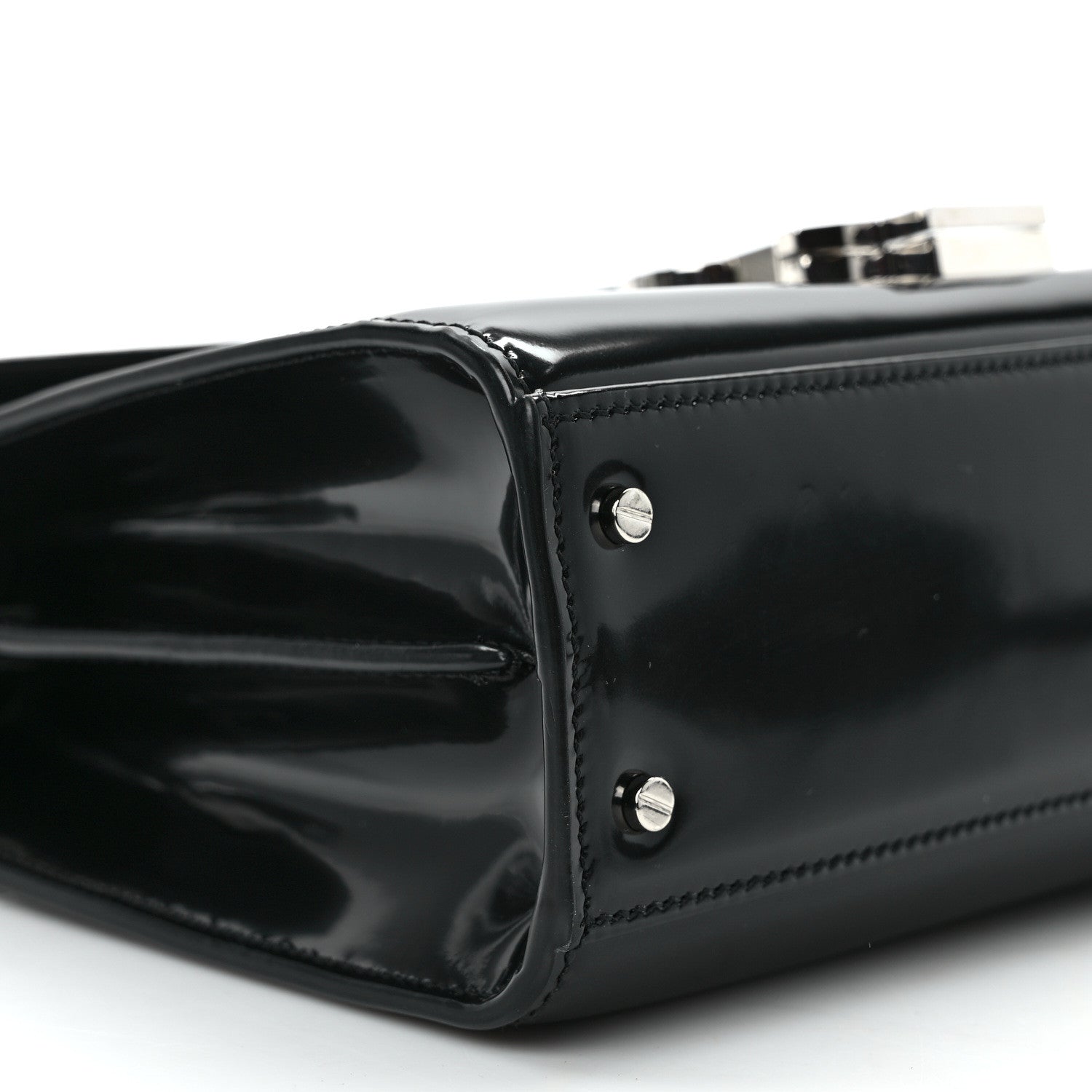 Saint Laurent Glazed Calfskin Mini Classic Monogram Cassandra Top Handle Black 8 of 14