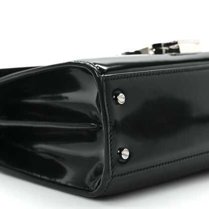 Saint Laurent Glazed Calfskin Mini Classic Monogram Cassandra Top Handle Black 8 of 14