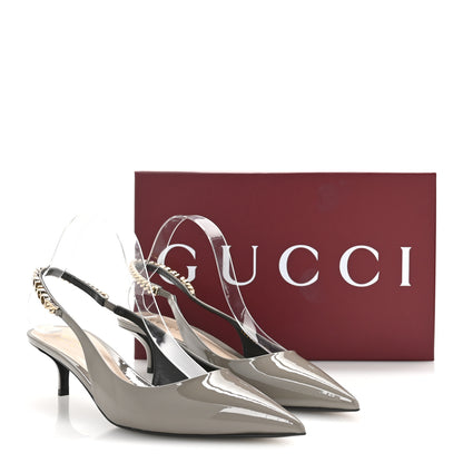 Gucci Patent Signoria 35mm Slingback Pumps 40 New Fango 9 of 9