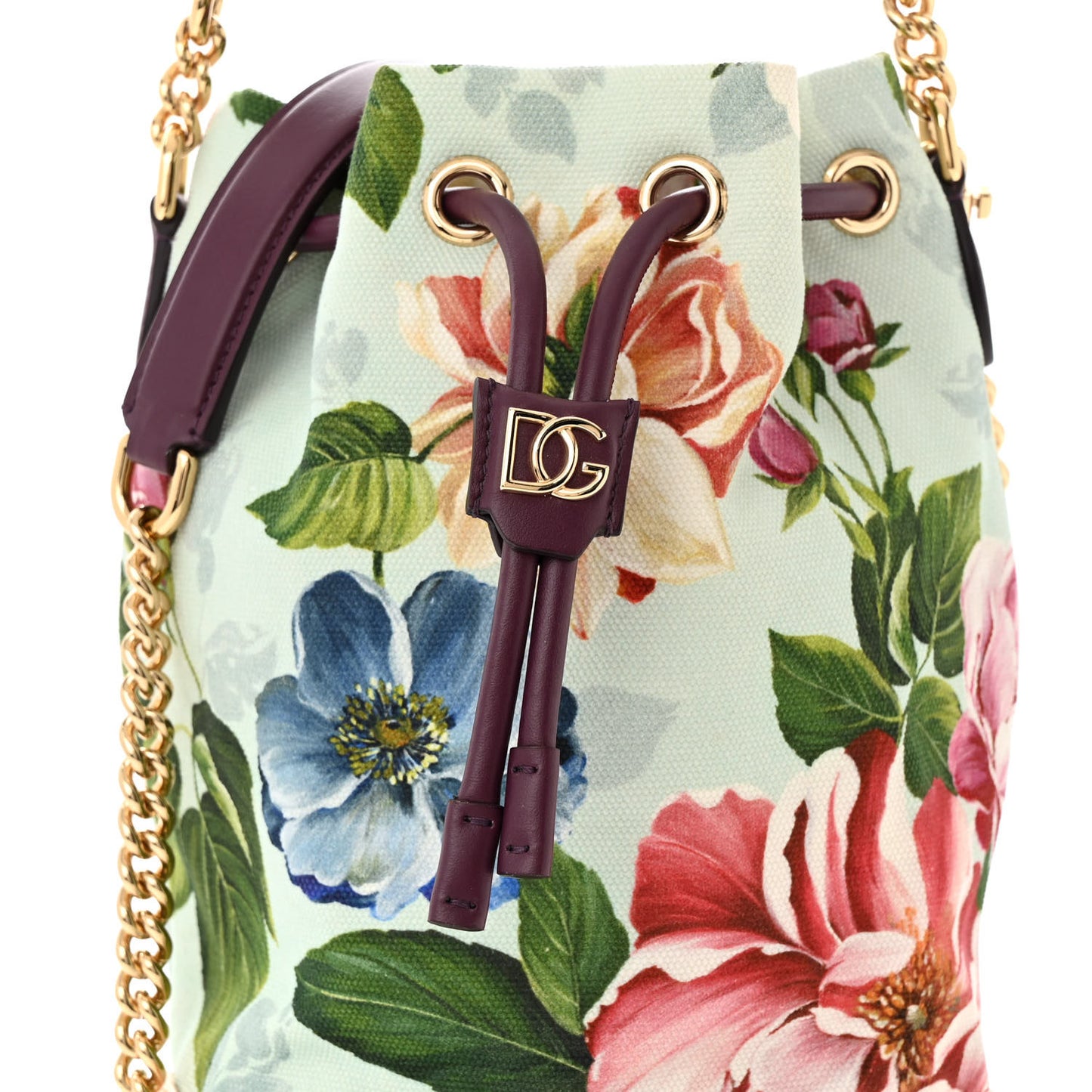 Wicker Canvas Floral Print Millennials Bucket Bag Multicolor