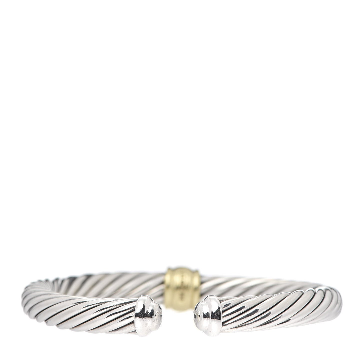 Sterling Silver 18K Yellow Gold Diamond 7mm Cable Classics Station Bracelet