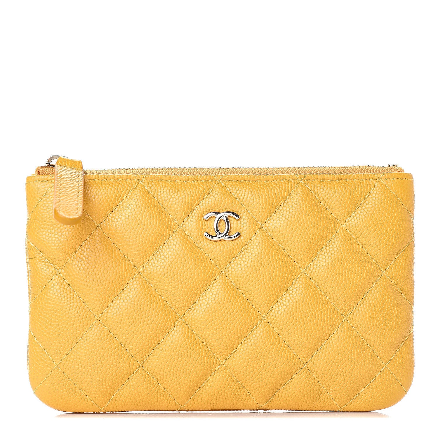 Chanel Caviar Quilted Small Cosmetic Case Yellow 1 of 8