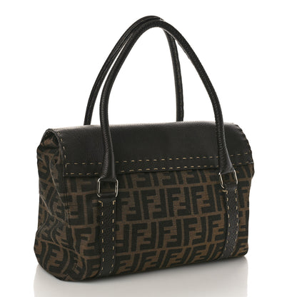 Fendi Zucca Selleria Medium Linda Satchel Tobacco 2 of 8