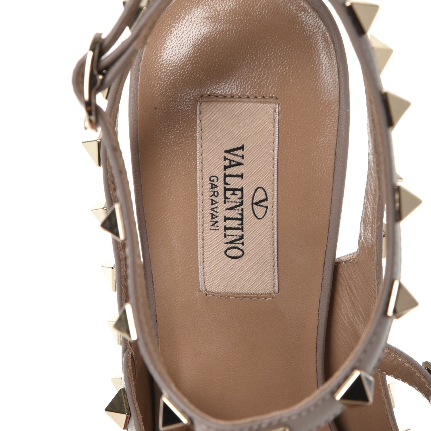 Valentino Garavani Calfskin Nappa Rockstud Ankle Strap 100mm Pumps 39 Poudre 7 of 8