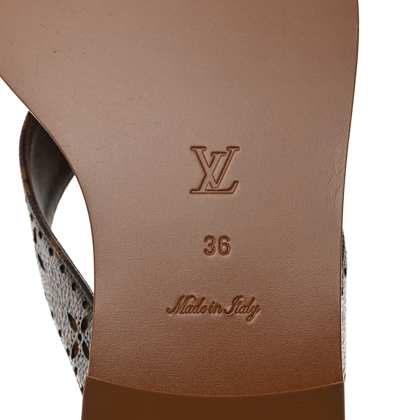 Monogram Sunny Flat Thong Sandals 36 Brown