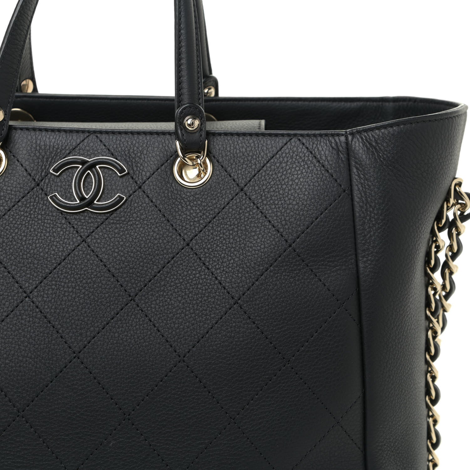 Chanel Calfskin Stitched Medium Shopping Tote Black 9 of 16