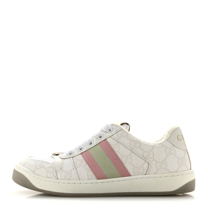 Gucci GG Monogram Web Screener Sneakers 35.5 White Grey Pink 1 of 10