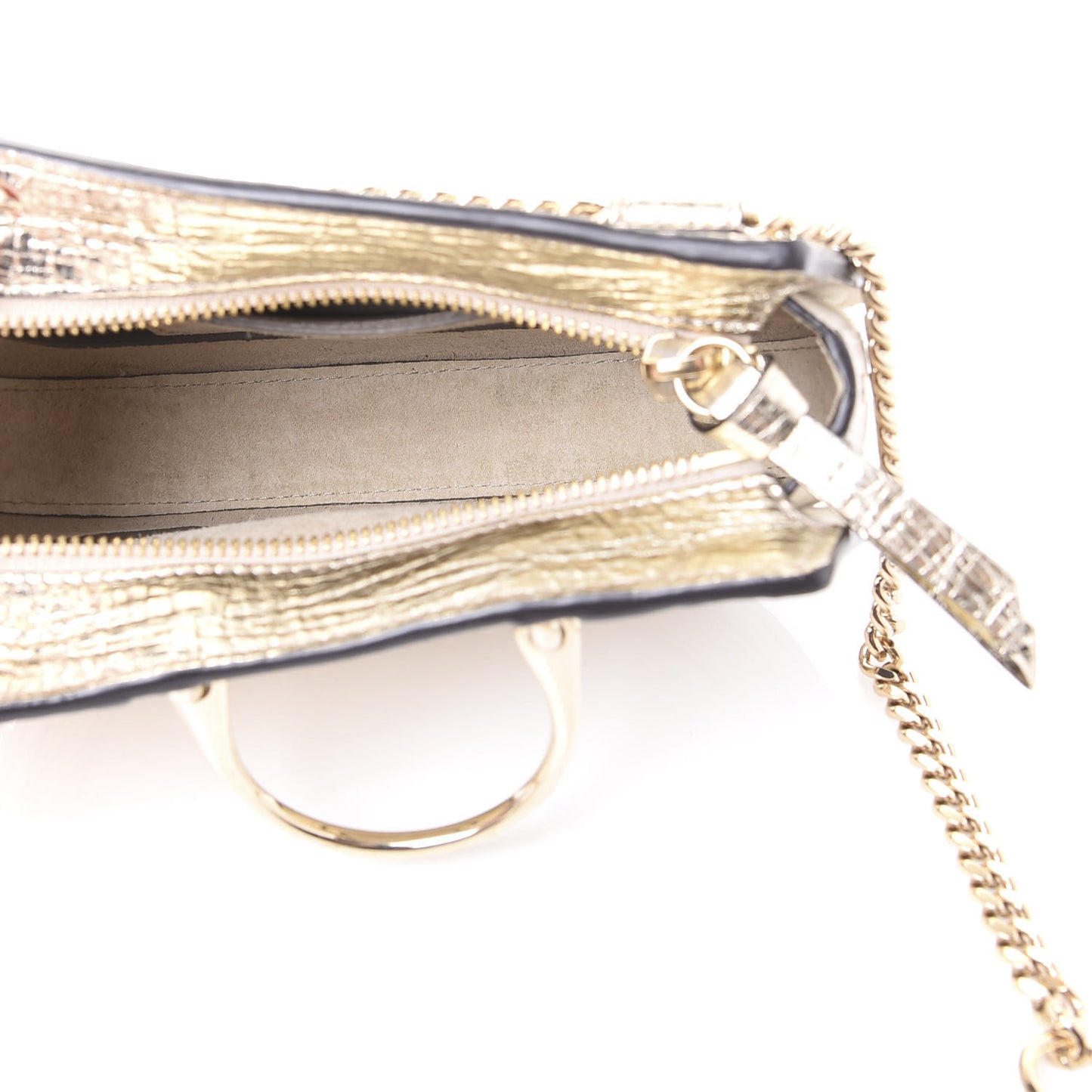 Metallic Calfskin Lambskin Suede Mini Pixie Signature Belt Bag Gold