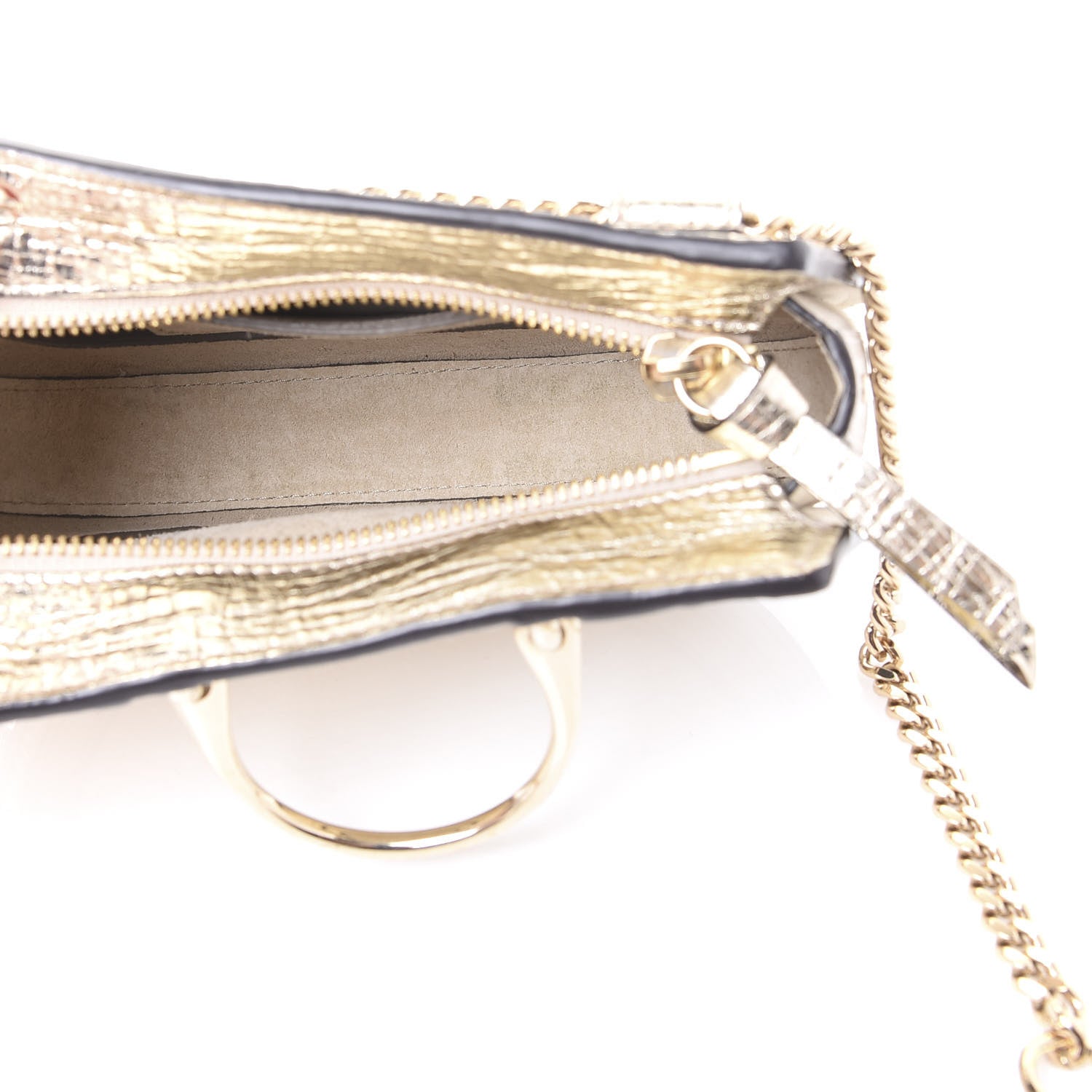 Chloe Metallic Calfskin Lambskin Suede Mini Pixie Signature Belt Bag Gold 4 of 10