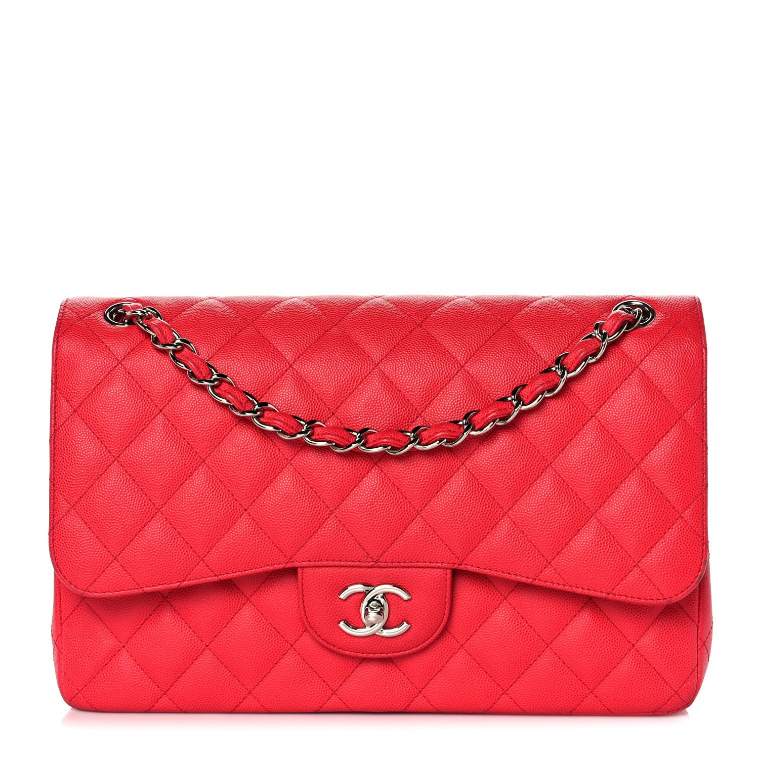 Chanel Caviar Quilted Jumbo Double Flap Red 1 of 9