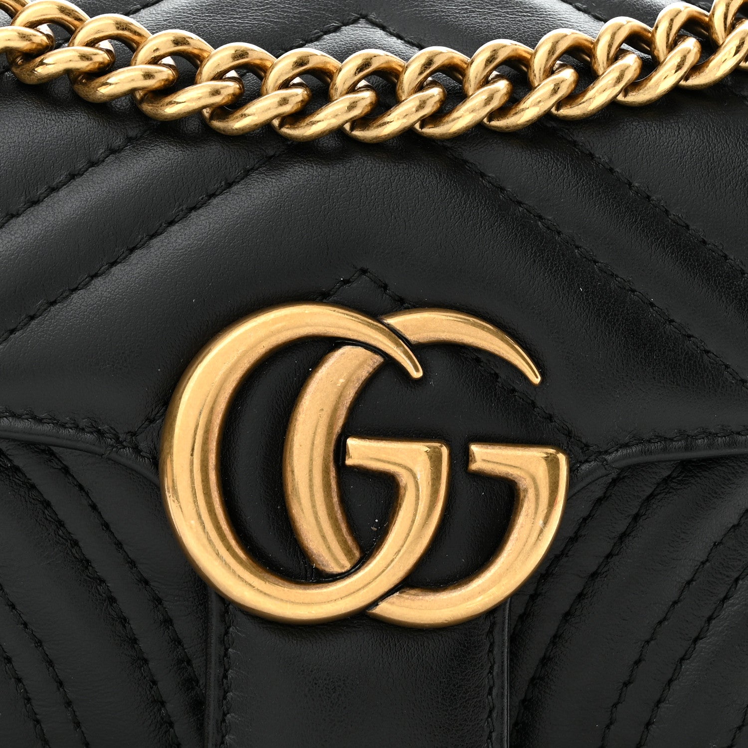 Gucci Calfskin Matelasse Mini GG Marmont Shoulder Bag Black 8 of 11