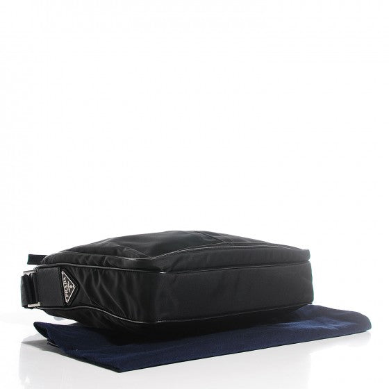 Prada Tessuto Nylon Saffiano Flat Messenger Bag Black 4 of 18