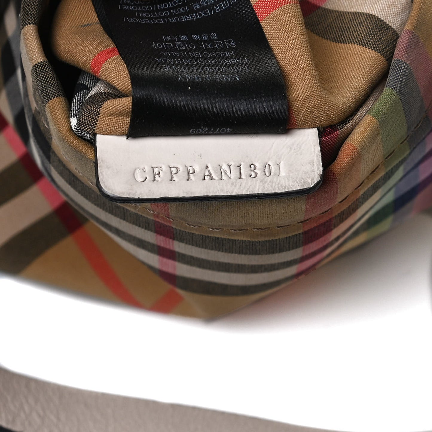 Vintage Rainbow Check Shopper Tote White