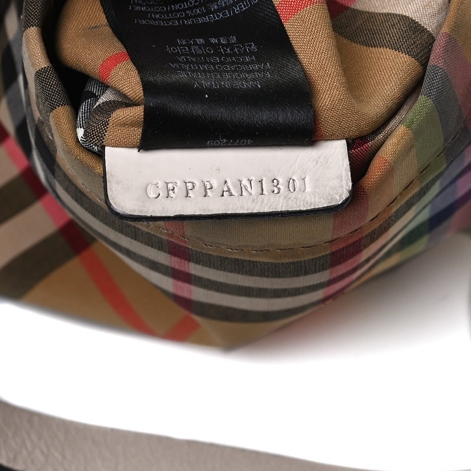 Burberry Vintage Rainbow Check Shopper Tote White 10 of 17