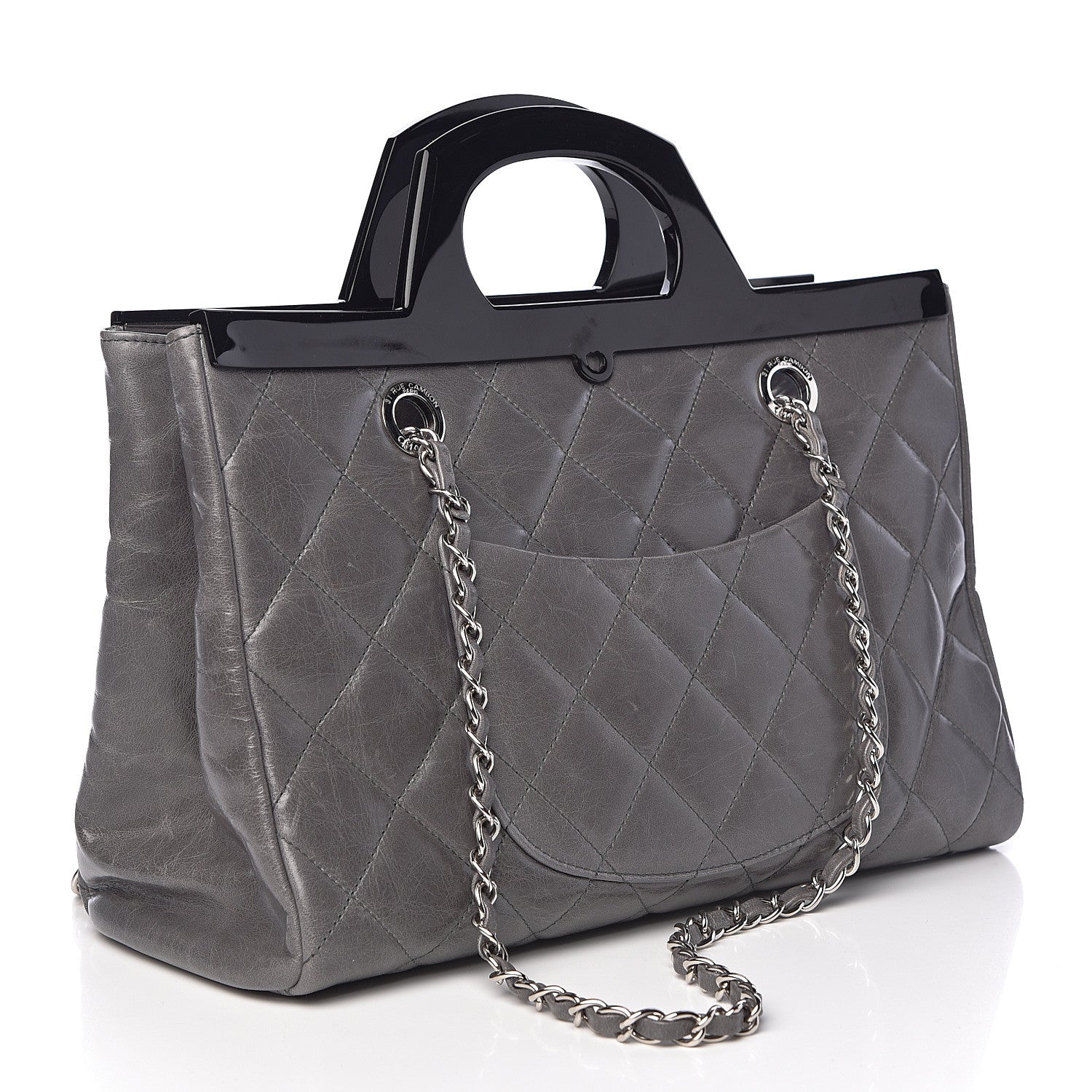 Chanel Glazed Calfskin Quilted Small CC Delivery Tote Grey 3 of 11