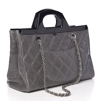 Chanel Glazed Calfskin Quilted Small CC Delivery Tote Grey 3 of 11