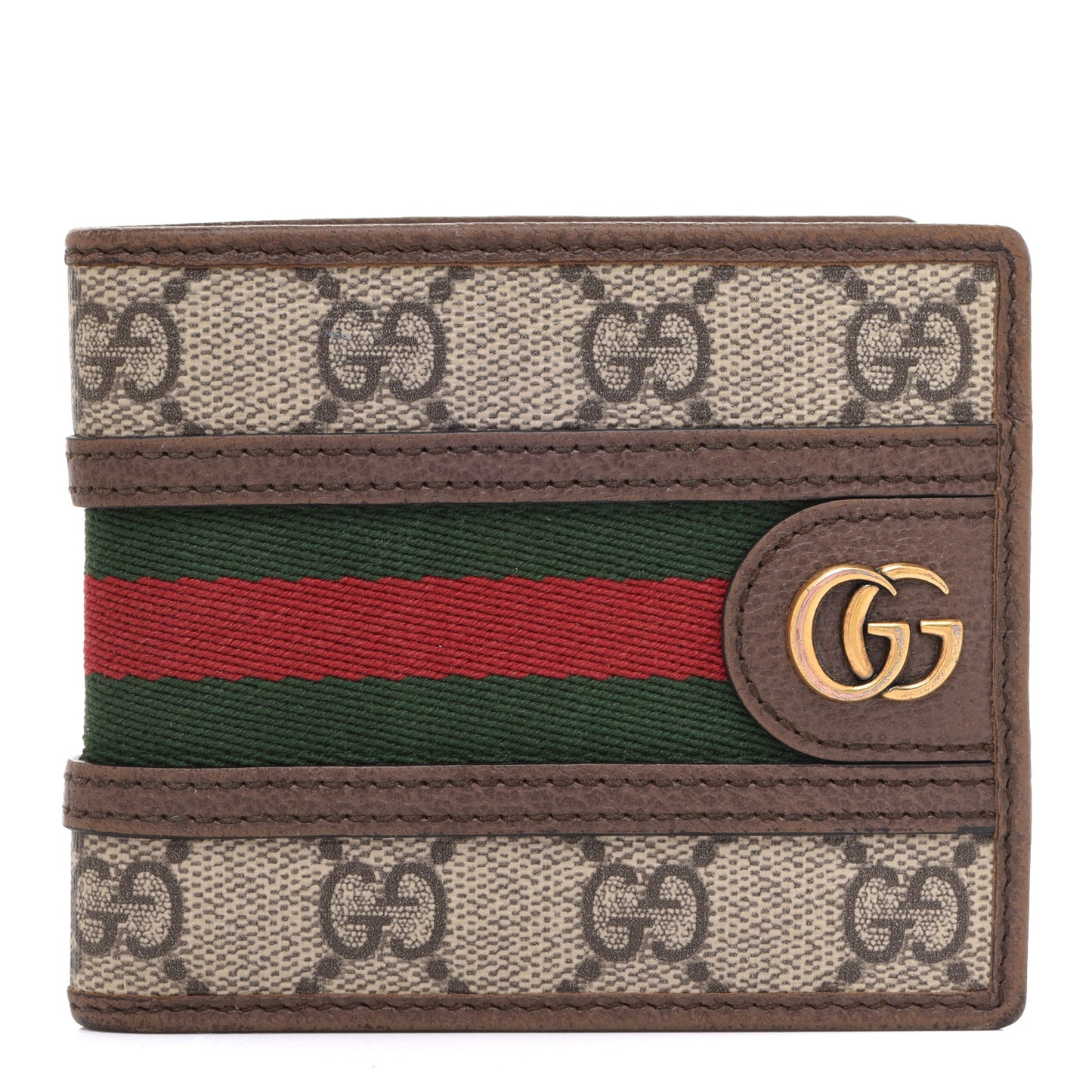 GG Supreme Monogram Web Mens Ophidia Bi-Fold Wallet Beige New Acero