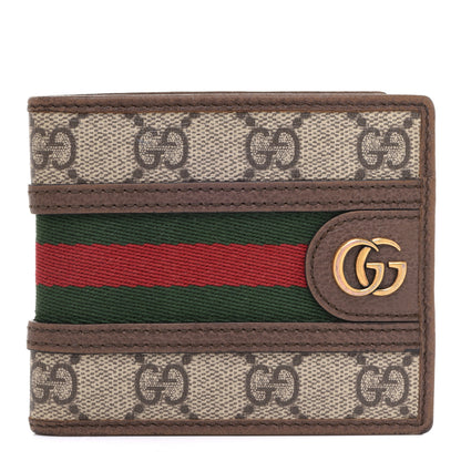 Gucci GG Supreme Monogram Web Mens Ophidia Bi-Fold Wallet Beige New Acero 1 of 12