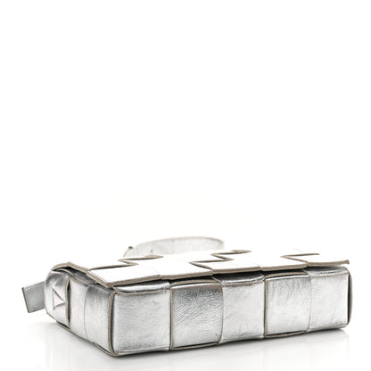 Bottega Veneta Metallic Lambskin Maxi Intrecciato Cassette Crossbody Bag Silver 4 of 16