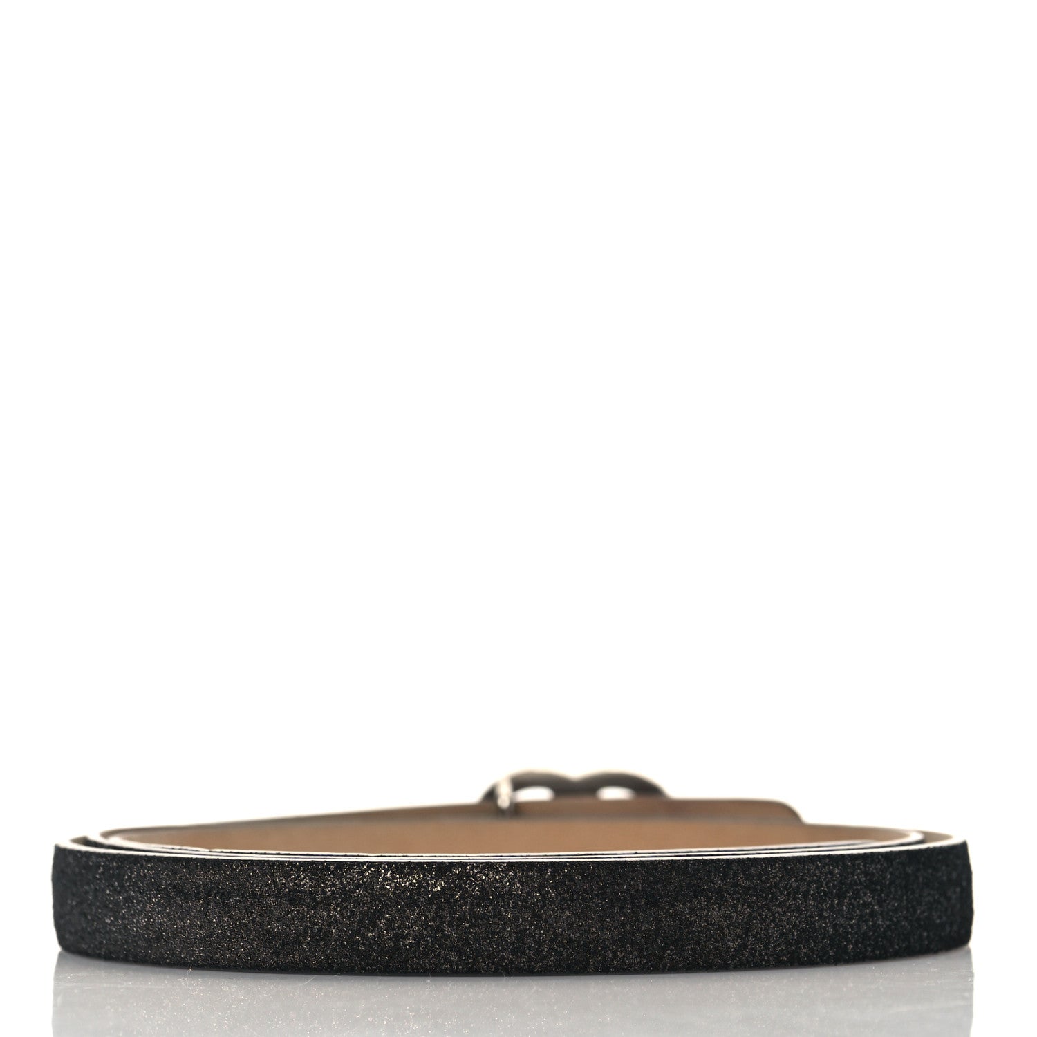 Chanel Glitter Calfskin CC Logo Skinny Belt 85 34 Black 3 of 8