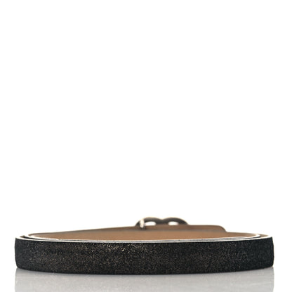 Chanel Glitter Calfskin CC Logo Skinny Belt 85 34 Black 3 of 8