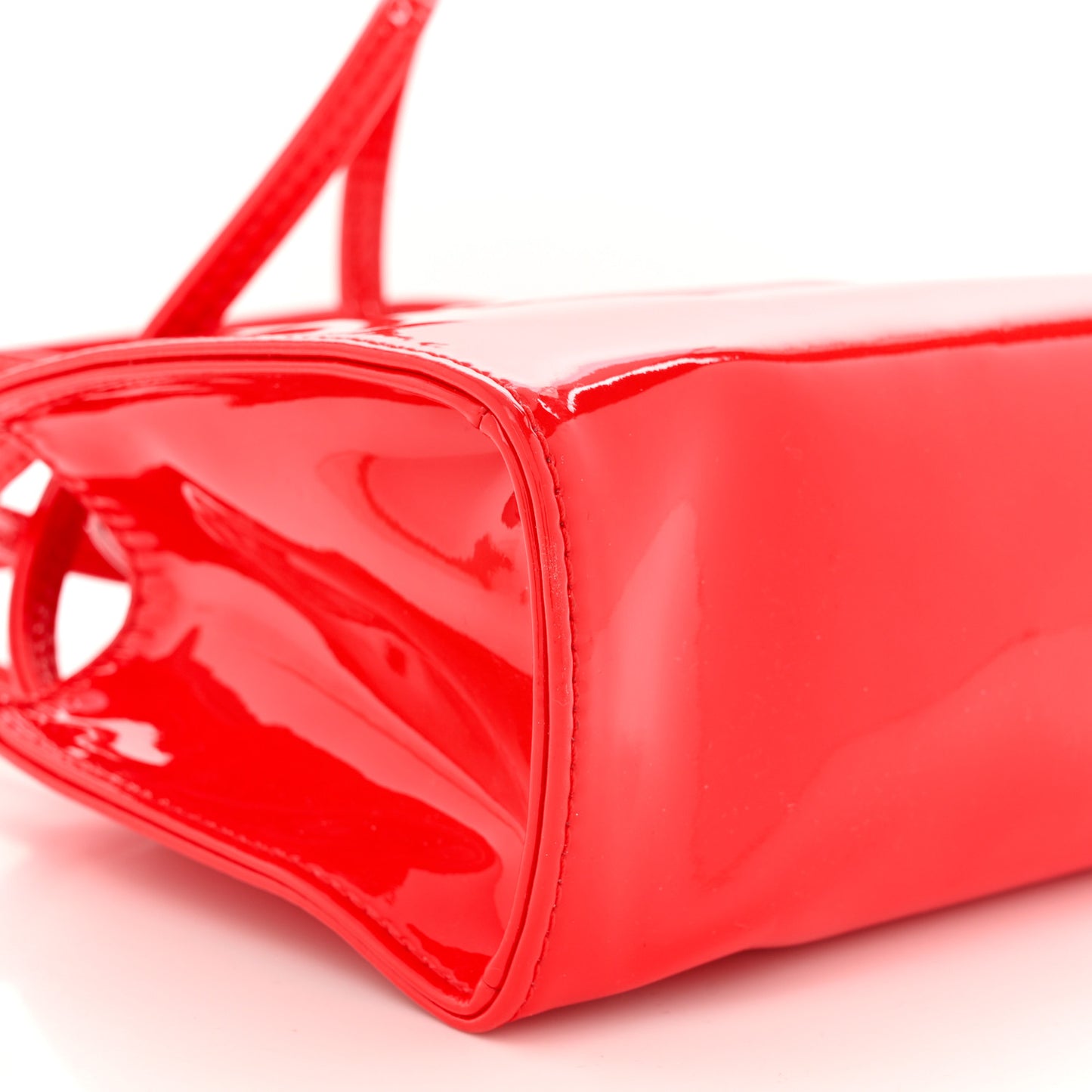 Patent Vegan Leather Small Shopping Bag Red