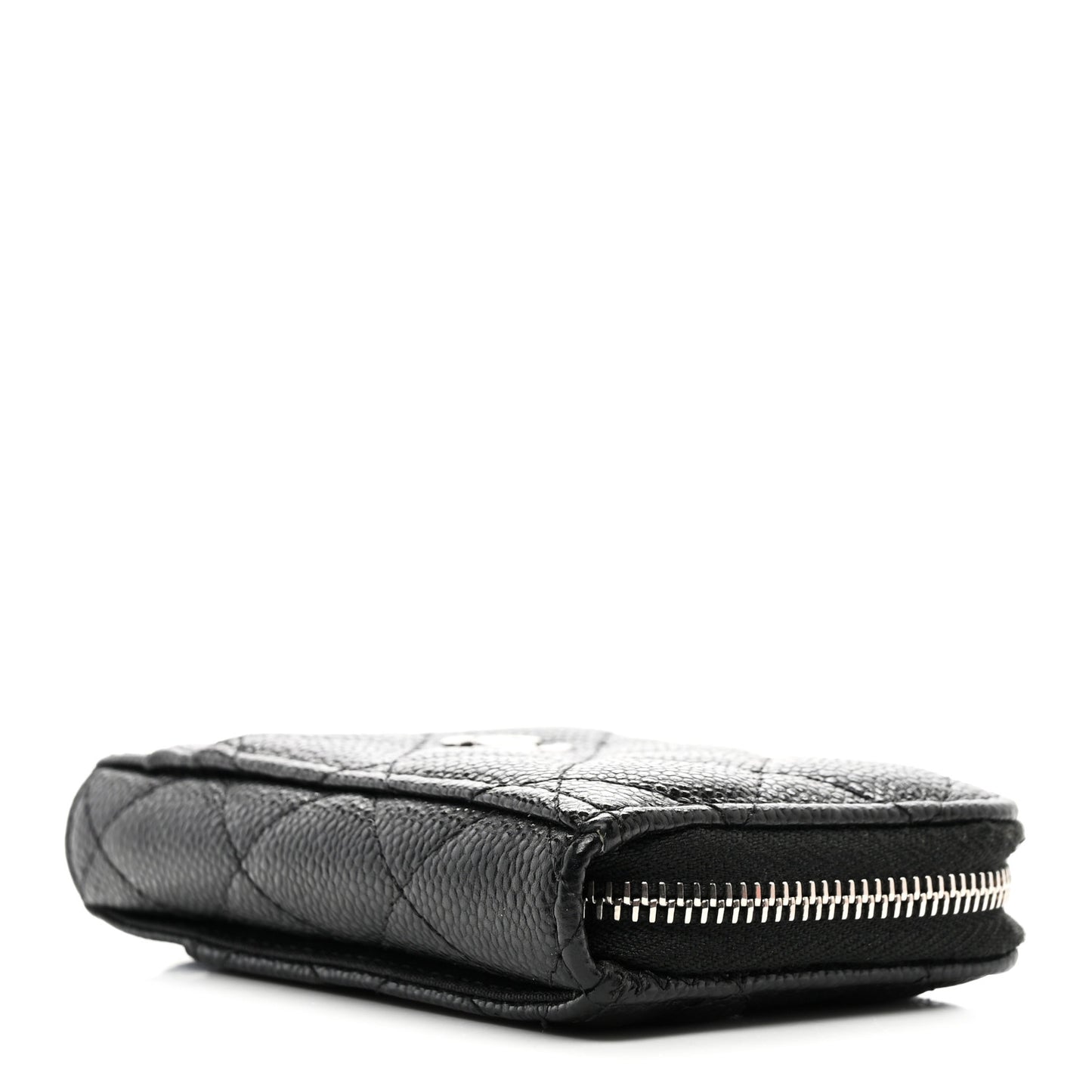 Caviar Quilted Zip Card Holder Black