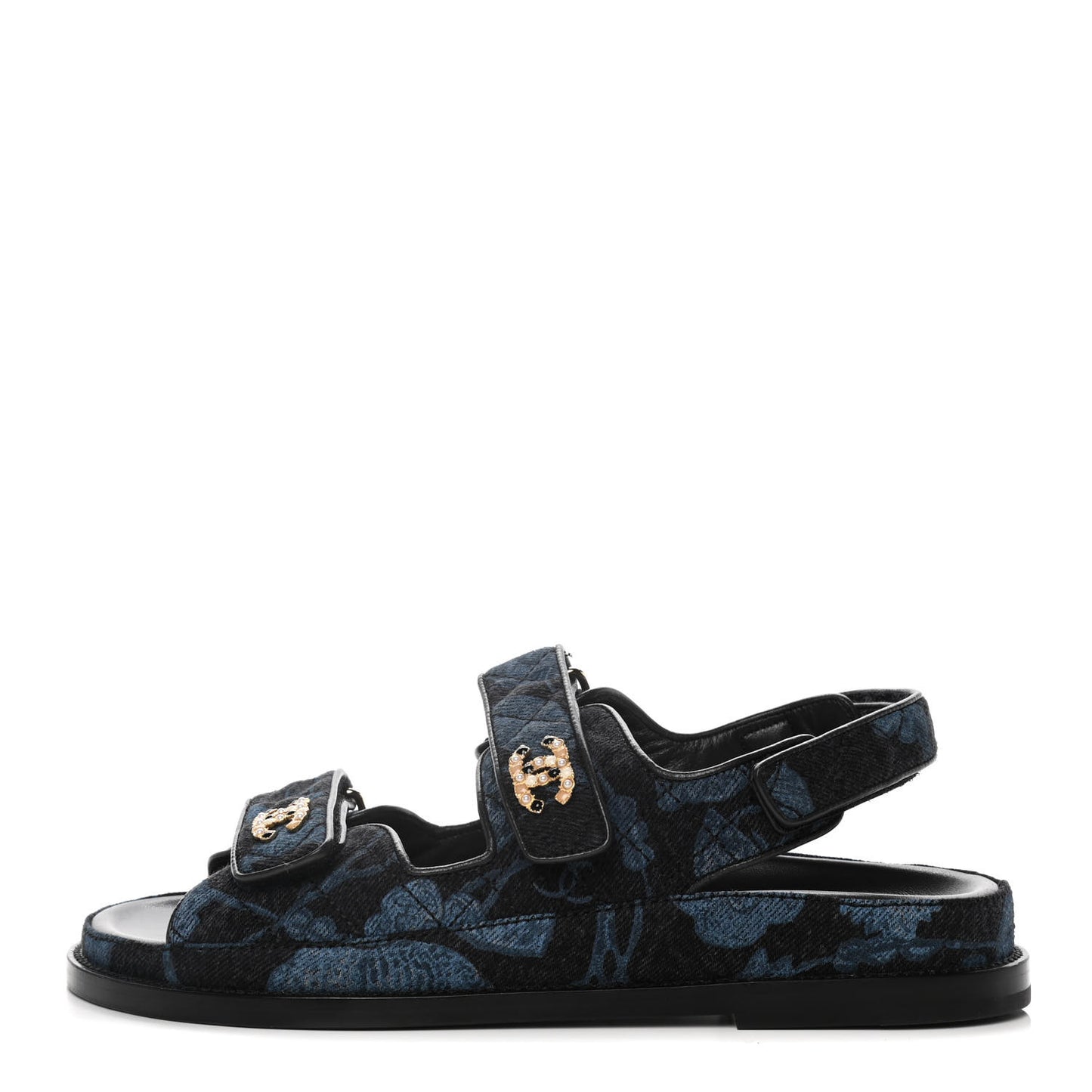 Denim Velcro Dad Sandals 39 Dark Grey Blue Black