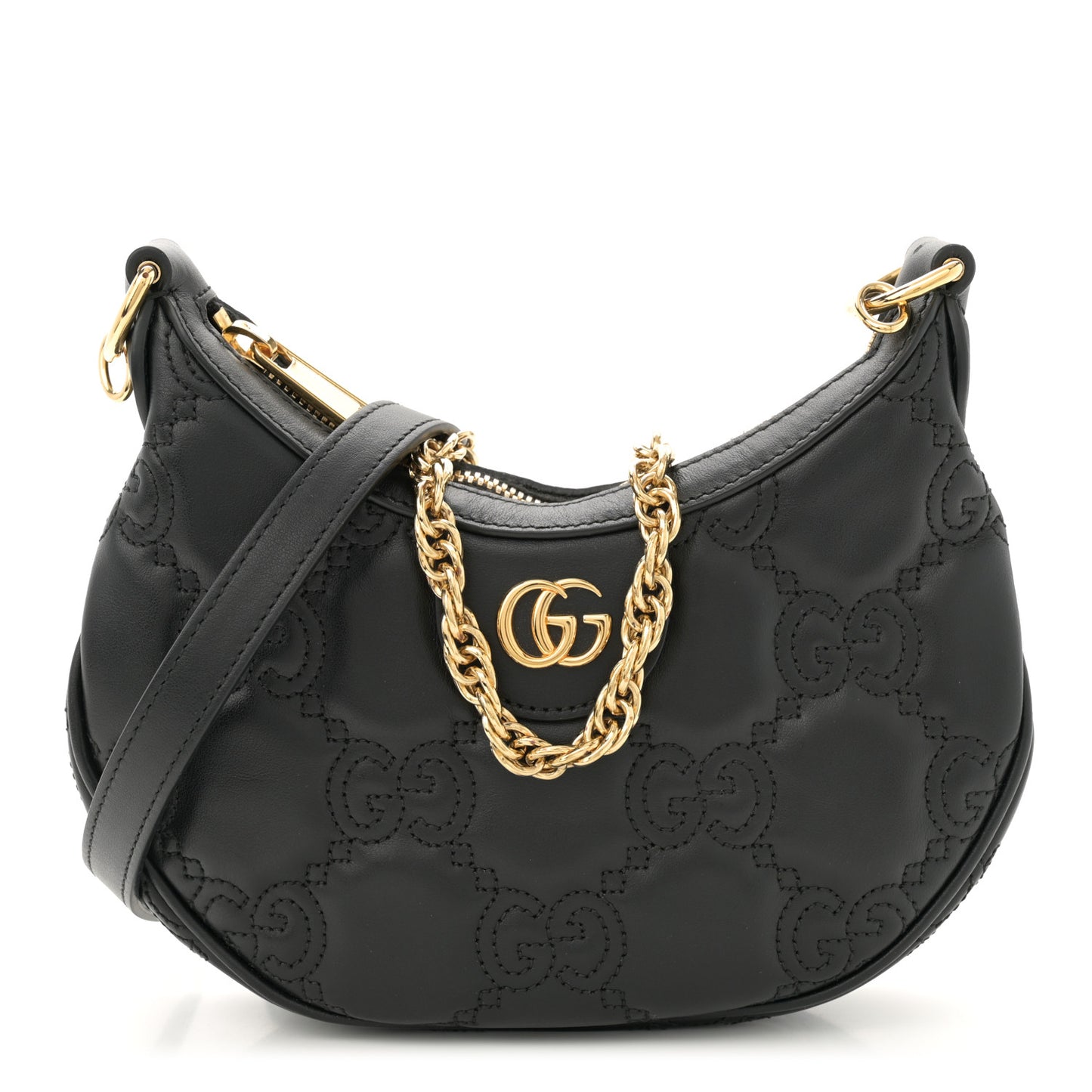 Calfskin GG Matelasse Mini Hobo Shoulder Bag Black