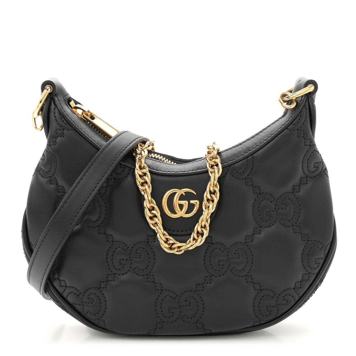 Gucci Calfskin GG Matelasse Mini Hobo Shoulder Bag Black 1 of 12
