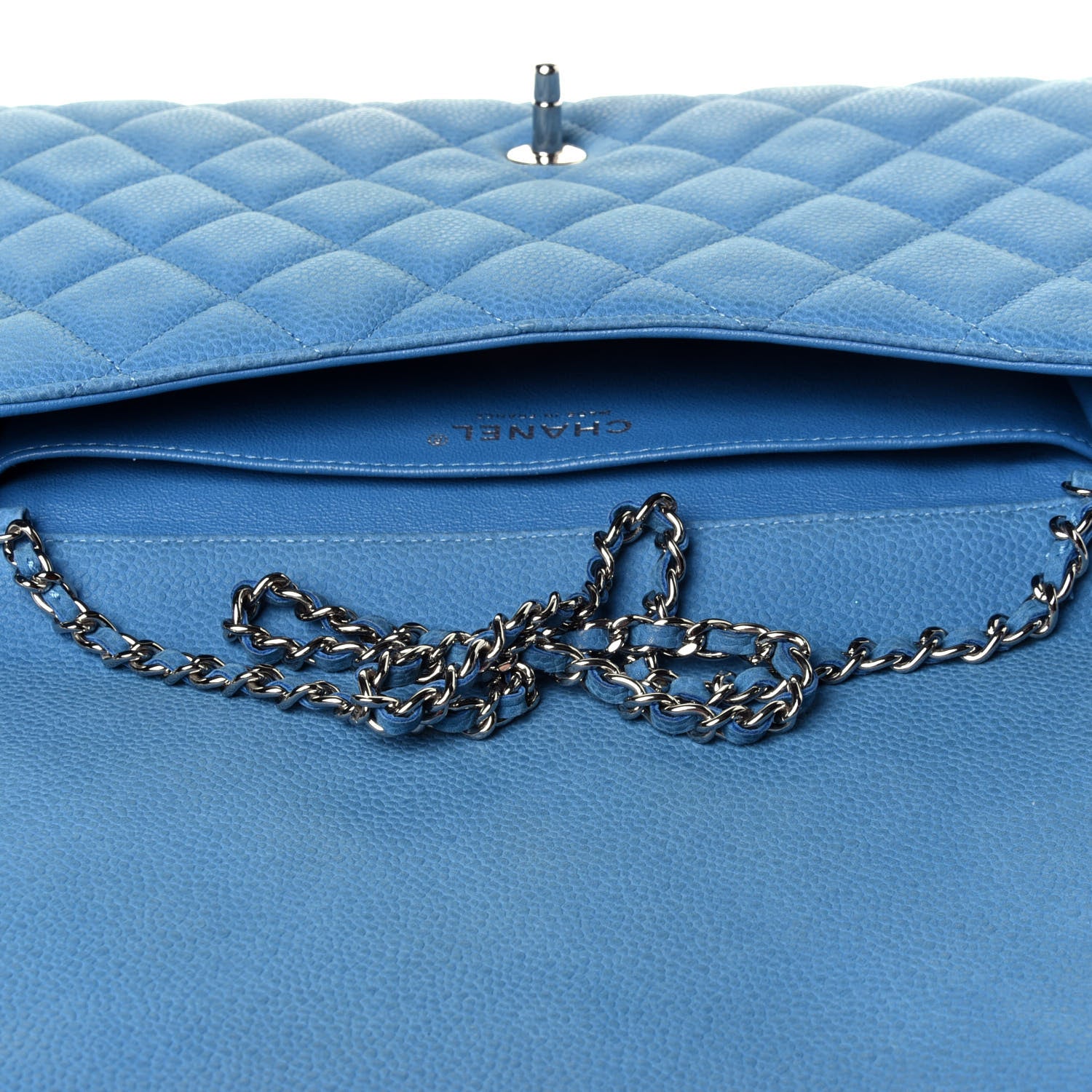 Chanel Iridescent Caviar Quilted Clutch With Chain Flap Blue 11 of 12