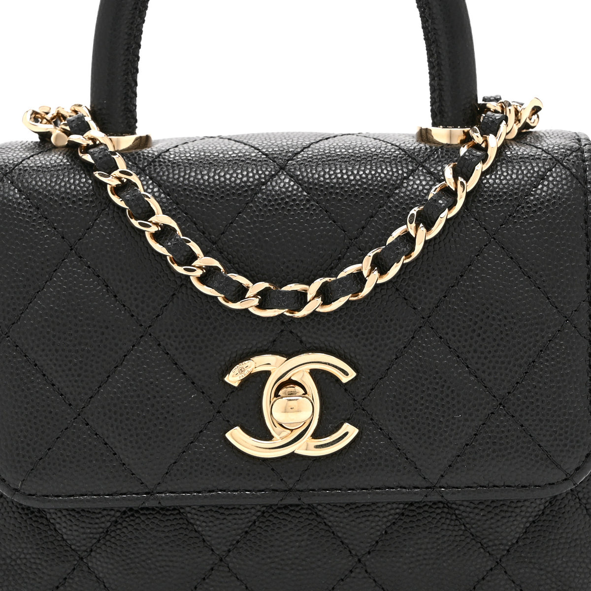 Chanel Caviar Quilted Coco Handle Clutch With Chain Black 8 of 10