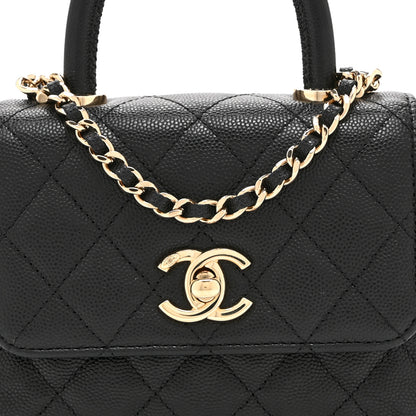 Chanel Caviar Quilted Coco Handle Clutch With Chain Black 8 of 10