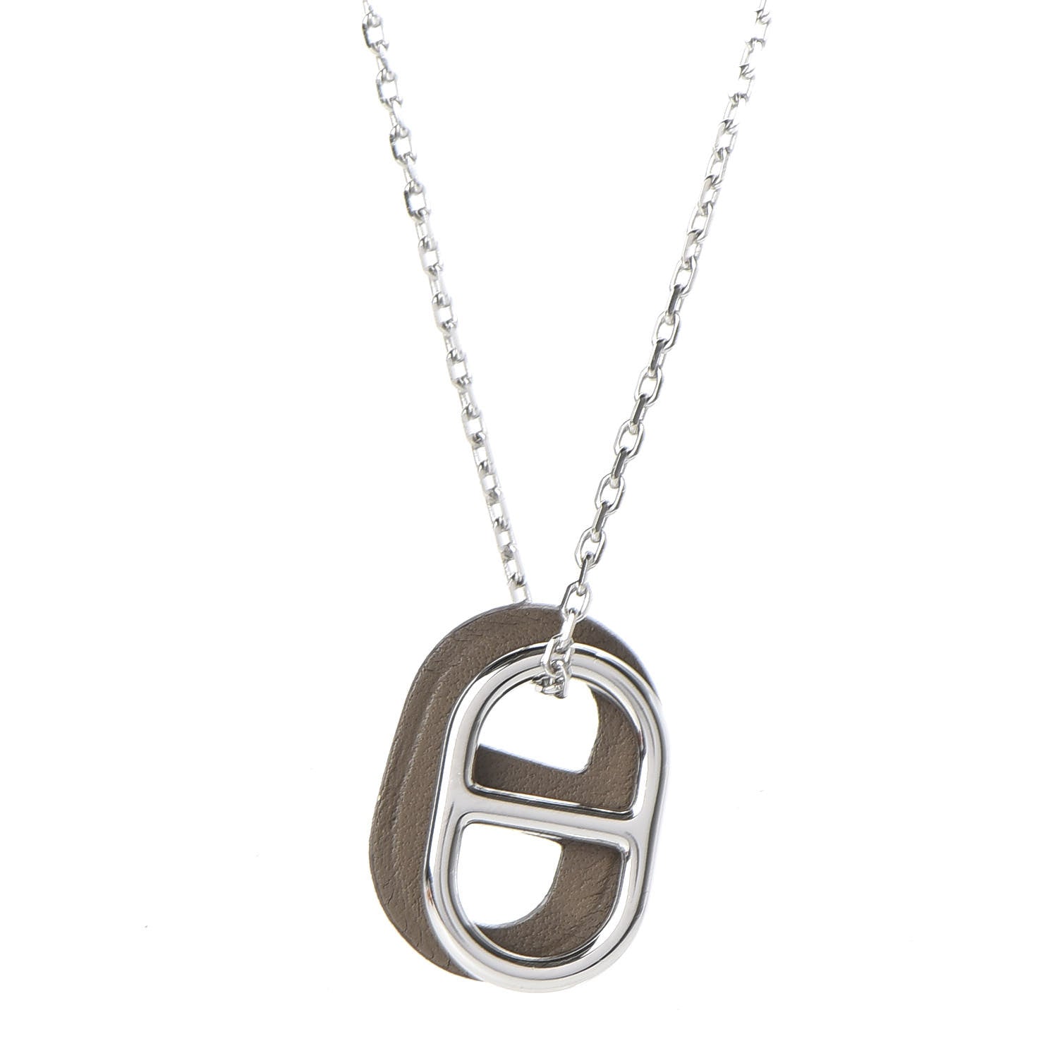 Hermes Swift O'Maillon Pendant Necklace Etoupe 3 of 7
