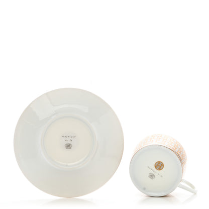 Hermes Porcelain Mosaique Au 24 Gold Tea Cup And Saucer Set Of 2 5 of 11